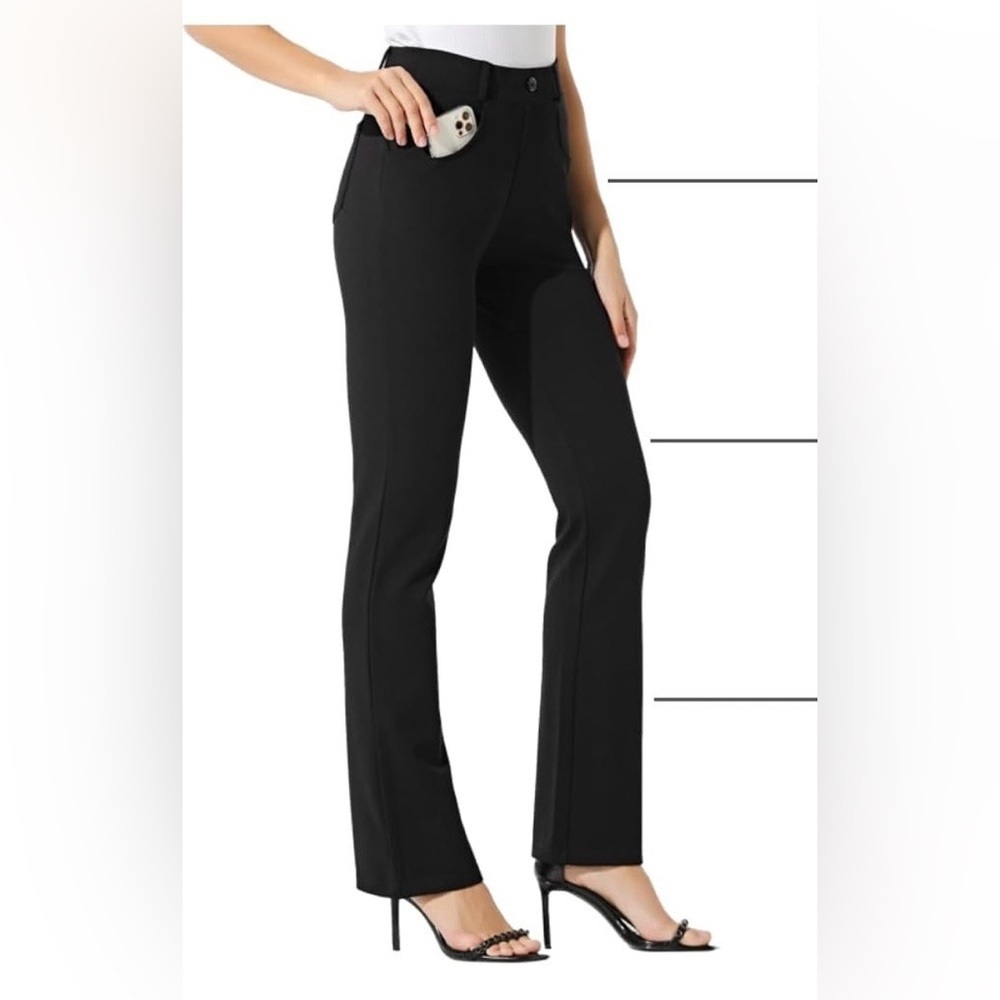 Willit Black Flared Yoga Style Dress Pants with Belt Loops Size XL 29” inseam